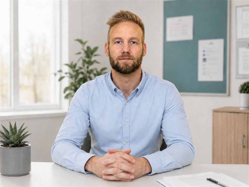 Kennet Nygaard Christoffersen ved skrivebord